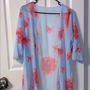 Pink and blue flower bathing suit cover up!
